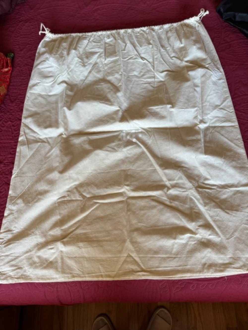 Large cream color drawstring hamper bag NEW